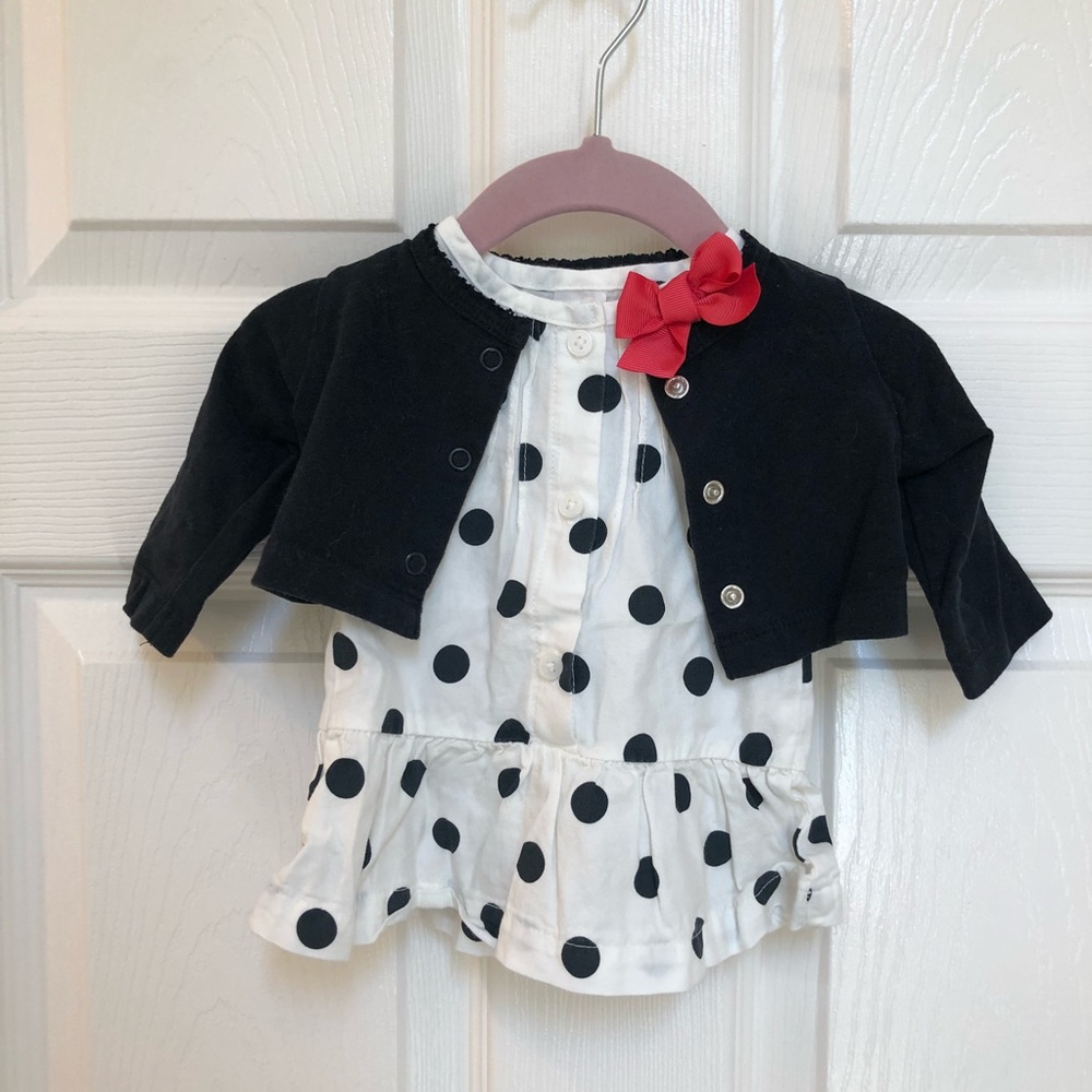 EUC Black Polka Dot Dress/Cardigan Set by Carter’s